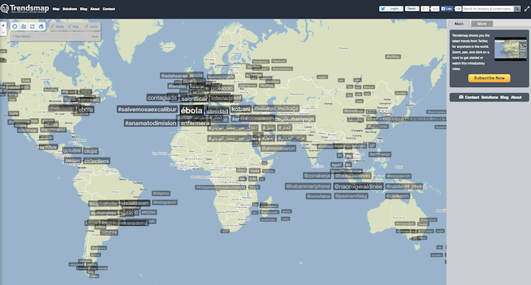 Dienst zum Visualisieren von Twitter Trendsmap