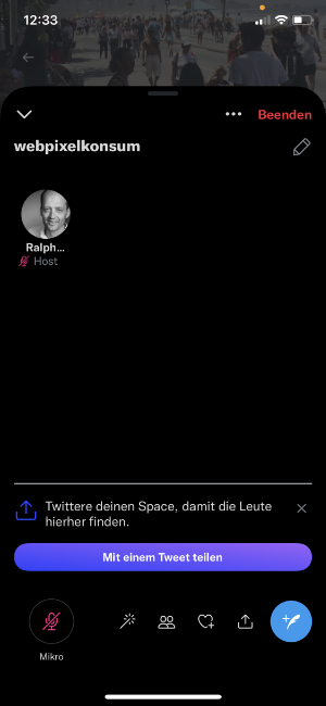 Diese Abbildung zeigt für Twitter Spaces den Schritt 5 von webpixelkonsum