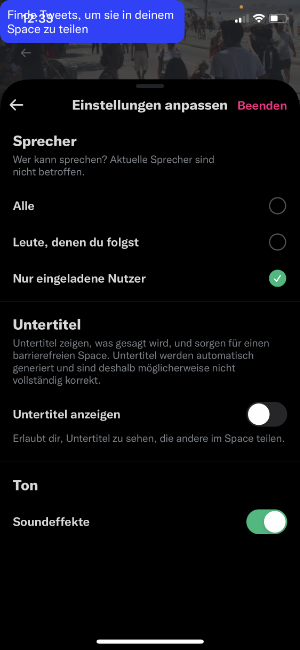 Diese Abbildung zeigt für Twitter Spaces den Schritt 7 von webpixelkonsum