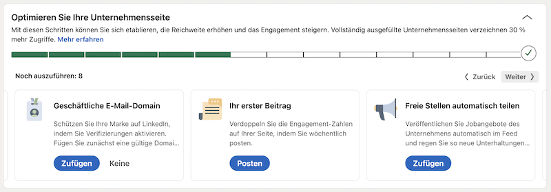 Diese Abbildung zeigt den 2. Schritt für das Optimieren Sie Ihre Unternehmensseite auf LinkedIn.